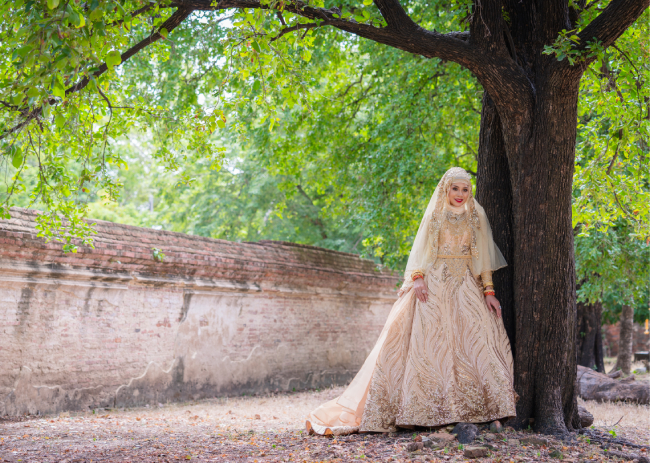 White Chiffon Wedding Dresses Long Sleeves Lace Appliques Muslim Bridal  Gowns | eBay
